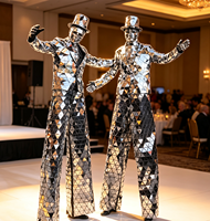 Costume de miroir réfléchissant pour homme, tenue de performance intégrale, idéal pour spectacles, festivals, fêtes et événements scéniques