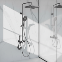 Ensemble de douche mural carré design Hyundai, avec pommeau de douche pluie et surpresseur tout en cuivre, pour salle de bain domestique, installation directe usine