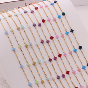 14K 골드필드/S925 실버 5mm 클로버 오팔 비즈 로로 체인 벨처 체인 DIY 영구 목걸이 팔찌 쥬얼리 제작용 - Product Image 1
