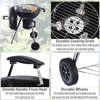 Gril de barbecue portable pour la conservation de la chaleur Gril à charbon de bois à double système de ventilation pour bateau de camping d'arrière-cour