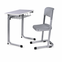 Ensemble de bureau et chaise scolaire fixe moderne de haute qualité et durable, construction en acier + contreplaqué + MDF + plastique, couleur personnalisée
