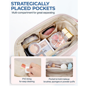 Pochette de toilette portable personnalisée Fuliya, organiseur de <span class=keywords><strong>voyage</strong></span>, sac de rangement pour maquillage quotidien avec fermeture éclair, sac à cosmétiques rembourré pour femmes - Product Image 3