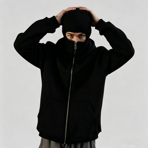 Sweat à capuche balaclava surdimensionné en molleton de coton unisexe personnalisé pour le streetwear – Fabricant - Product Image 3