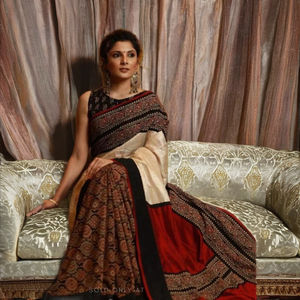 Blusa de Sari de Algodón Tejido ENT Akshay Sharma, Ecológica, de Secado Rápido, Ligera, Teñida Lisa, Vestido de Novia para Niñas y Mujeres, En Stock - Product Image 2