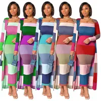 2021 पतन महिलाओं के कपड़े लंबे बुनना कार्डिगन Bodycon पोशाक मैक्सी आकस्मिक दो टुकड़ा पोशाक महिलाओं के साथ