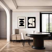 Décoration de table de bureau sans cadre, abstraite géométrique de luxe, tableau d'art noir et blanc, peinture moderne pour armoire d'entrée
