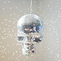Vente en gros usine : Crâne en verre miroir Disco artisanal, léger et durable, pour décoration de fête d'Halloween et usage extérieur, idéal pour la décoration intérieure.