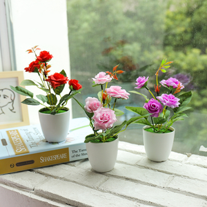 <span class=keywords><strong>Mini</strong></span> <span class=keywords><strong>flores</strong></span> artificiales <span class=keywords><strong>de</strong></span> plástico, varios colores, para decoración del hogar con maceta - Product Image 3