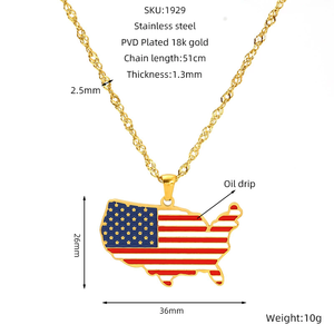 Collar con <span class=keywords><strong>Mapa</strong></span> del Mundo Personalizado de Moda para Mujer y Hombre, EE. UU., Nigeria, África, Chapado en Oro de 18K, Cadena de Acero Inoxidable con Cierre de Goteo - Product Image 5