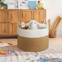 Grand panier de rangement décoratif moderne en corde de coton avec poignées, écologique, pour couvertures, emballage personnalisable