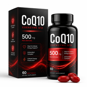 Coenzyme Q10 Naturel CoQ10 500mg Gélules Molles Haute Puissance Ubiquinone Soutien Cardiaque Formule Marché Américain Marque Privée - Product Image 1