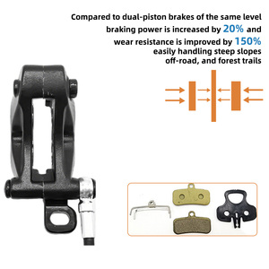 בלם דיסק הידראולי עם ארבע בוכנות, קליפר בלם דיסק הידראולי דו-צדדי אוניברסלי לאופני הרים - Product Image 3