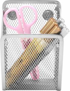 Magnetic Metal Mesh Pencil Holder Stainless Steel <b>Pen</b> Holder with Magnets Basket Storage Organizer for Whiteboard Silver - Product Image 2