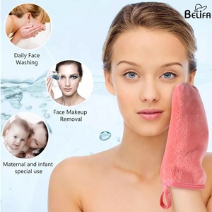 Gants nettoyants Belifa pour le démaquillage produit de nettoyage du visage en microfibre réutilisable gants démaquillants en flanelle noire - Product Image 2