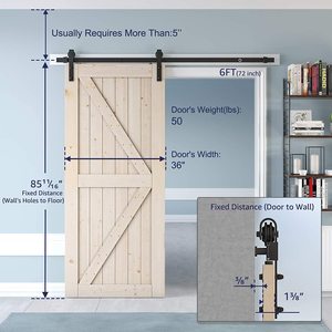 K-frame phong cách hiện đại 36in x 84in rắn gỗ trượt <span class=keywords><strong>Barn</strong></span> <span class=keywords><strong>Door</strong></span> pre-khoan và sẵn sàng cho lắp ráp nội thất cho phòng khách - Product Image 6