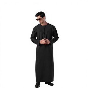 <b>Men's</b> Black Long Sleeve <b>Thobe</b> Custom Design <b>Men's</b> <b>Thobe</b> Wholesale Muslim Robe Private Label Supplier High Quality <b>Men's</b> <b>Thobe</b> - Product Image 5