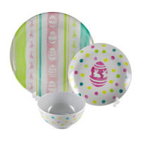 SEBEST service de vaisselle de Pâques réutilisable personnalisé assiette et bol en mélamine vaisselle écologique pour le jour de Pâques