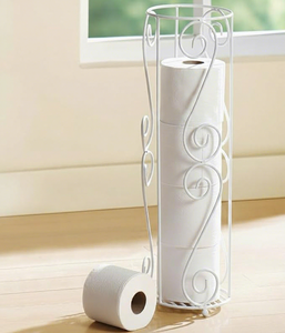 ที่วางกระดาษเหล็กสีขาว ดีไซน์ทรงกลมแบบดั้งเดิม ใช้ในห้องน้ำแบบตั้งพื้น - Product Image 3