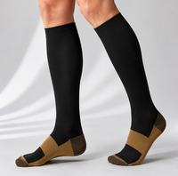 Chaussettes de compression tricotées FEYHAY (3 paires) 15-20 mmHg pour la circulation, fourniture ODM pour hommes/femmes, course à pied, escalade (L/XL 01 Noir)