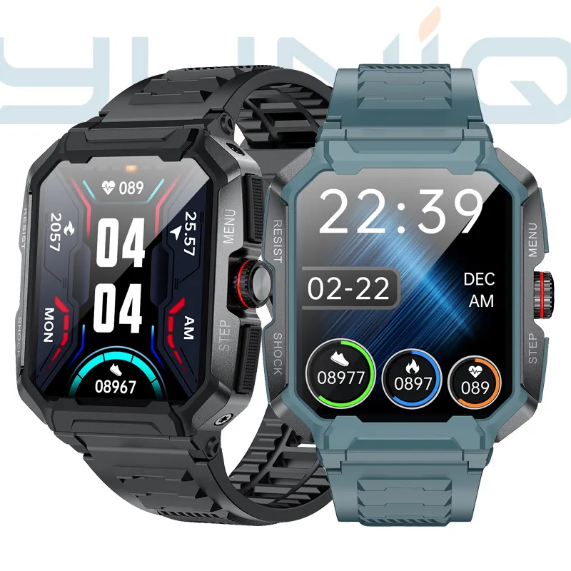 Yuniq 24 heures santé Bt appelant 1.85 pouces grand écran d'affichage Sports de plein air tension artérielle Reloj fréquence cardiaque Smartwatch Ak47