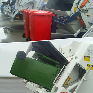 Poubelle rectangulaire en plastique épaissi de 240 L pour extérieur avec couvercle à pédale pour la classification des déchets - Product Image 2