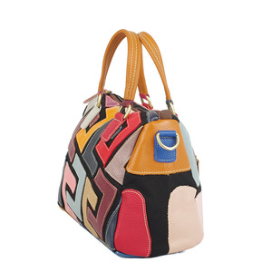 Bolso <span class=keywords><strong>de</strong></span> Mano para Mujer, Diseño Geométrico <span class=keywords><strong>de</strong></span> <span class=keywords><strong>Cuero</strong></span>, Hecho a Mano, Bolso Tote con Cremallera - Product Image 2