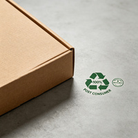 Boîte d'expédition en carton ondulé 100 % recyclé post-consommation, type avion, en kraft brun, avec fermeture à rabat, personnalisable, impression écologique