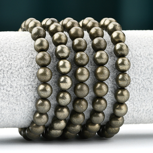 8mm Naturstein Pyrit Perle Elastische Armbänder Heilung Armreifen für Männer und Frauen Modeschmuck - Product Image 2