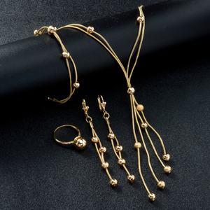 Bijoux fantaisie plaqués or 14 carats avec zircon, ensembles de bijoux de mariée avec des glands et des boules pour femmes, fiançailles, fête, mariage - Product Image 4