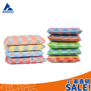 Brosse de nettoyage de cuisine en fil de fer et éponge jacquard en filament PP, orange, rouge, jaune, bleu, vert, 10g - Product Image 5