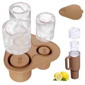 Moldes redondos grandes de silicona platino para hacer hielo, moldes para cubitos de hielo, juego de bandejas para accesorios de copa Stanley