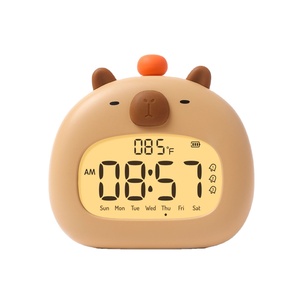 Moderno simpatico Design animale ha portato sveglia Multi-colore materiale ABS luci notturne bianche calde movimento al quarzo Motivity bambini