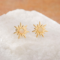 Natürliche Opal-Perlen-Ohrstecker für Damen Großhandel S925 Sterling Silber K-Gold Farbige Edelstein Sonnenblumenförmige Ohrringe