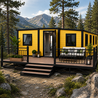 Maisonnette moderne en conteneur avec porche avant, finition bois, maison préfabriquée modulaire pour jardin, maison d'hôtes, complexe hôtelier et villa