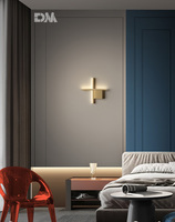 Lampe murale LED longue en bronze, fer et aluminium, style minimaliste moderne, abat-jour doré, pour salon, chambre, bureau, décoration intérieure