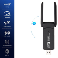 Adaptador WiFi 6 AX1800 de Doble Banda para PC de Escritorio y Portátil, Sin Controladores, Portátil, con Antenas Externas, Dongle USB 3.0