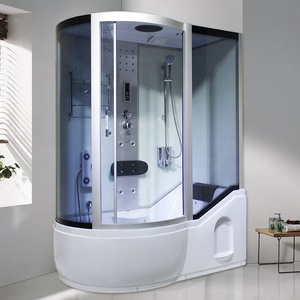 Moderna Cabina <span class=keywords><strong>Doccia</strong></span> Idromassaggio Nera per Interni con Sauna Chiusa, Poltrona e Pannello di Controllo, <span class=keywords><strong>Bagno</strong></span> Turco - Product Image 4
