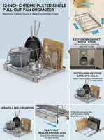 Étagère de rangement extensible sous l'armoire de 12 pouces, organisateur de cuisine autoportant pour casseroles, poêles, planches à découper et vaisselle
