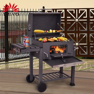 Wholesale Outdoor Heavy Duty Square Charcoal <strong>BBQ</strong> Grill <strong>Trolley</strong> with Powder Coated Metal Construction - Product Image 3