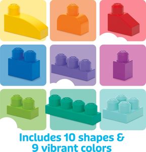 <span class=keywords><strong>MEGA</strong></span> BLOKS First Builders Set di Blocchi di Plastica per Bambini, Grande Borsa da Costruzione con 80 Pezzi e Contenitore Blu, Età 1-12 Mesi - Product Image 4