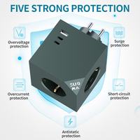 Tendances Hitrends 6-en-1 PD20W Cube Adaptateur Cube à 6 prises sans câble Prise EU Standard 3 USB a C Multi Plug Home Office Charging