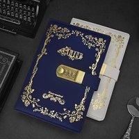 Carnet de notes vintage en cuir PU A5 avec feuille d'or rose, cadenas à combinaison à 3 chiffres, journal verrouillable privé, logo personnalisé