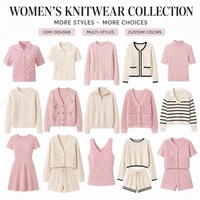 Cardigan en tricot crocheté rose pour femme, personnalisé OEM ODM, à manches courtes, boutonné, ajouré, avec poches plaquées