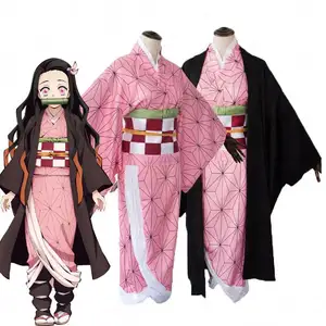 Hot Sale Anime Demon Slayer Kimetsu No Yaiba Tanjirou Kamado Nezuko Costume Cosplay Women Men Kimono Cosplay Costume Sets
