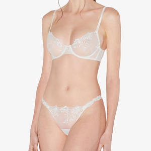 <span class=keywords><strong>Reggiseno</strong></span> con Spalline Regolabili in Nero con <span class=keywords><strong>Tulle</strong></span> Ricamato Trasparente, Coppe Non Imbottite, Set <span class=keywords><strong>Reggiseno</strong></span> e Slip, Lingerie Sexy - Product Image 2