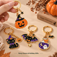 Porte-clés en métal personnalisé, porte-clés fantôme d'Halloween, breloques en alliage de zinc émaillé dur, vente en gros, cadeau promotionnel, porte-clés