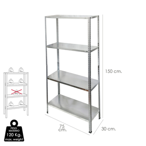 Modulo Scaffalatura Zincato con 4 Ripiani 150x75x30 cm. - Product Image 2