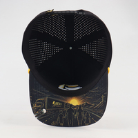 Casquette personnalisée perforée avec logo brodé 3D, casquette snapback à cordon, casquette à visière plate avec impression sous le dessus et trous découpés au laser de haute qualité, fabrication en usine
