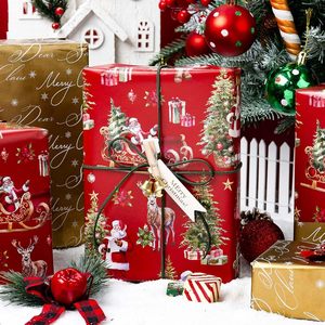 Burymento Christmas <b>Wrapping</b> <b>Paper</b> 17 In X 32.8 Ft Reversible Red Santa Sleigh Trees Design Gift Wrap - Product Image 5