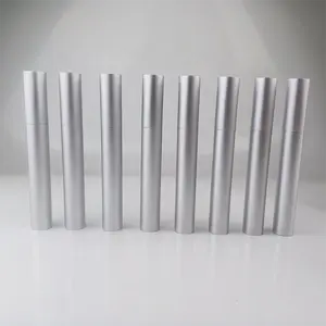 Luxury Beauty Cosmetic Packaging Metal Aluminum 8ml Silver Mascara Bottle Volumizing Mascara Growth Booster Mascara Tube